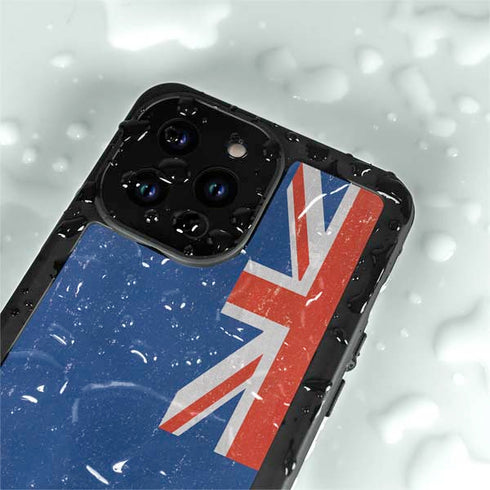 New Zealand Flag Distressed iPhone 15 Pro Waterproof Case